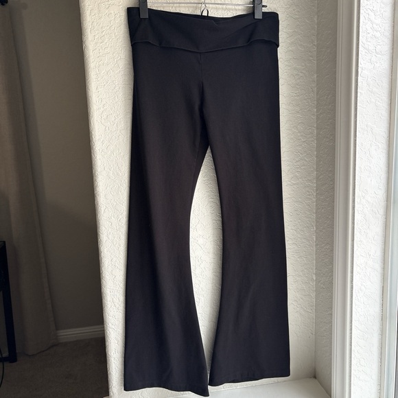 Y2K Victoria’s Secret PINK Rhinestone Black Fold-over Stretchy Flare Leggings L - Picture 4 of 8